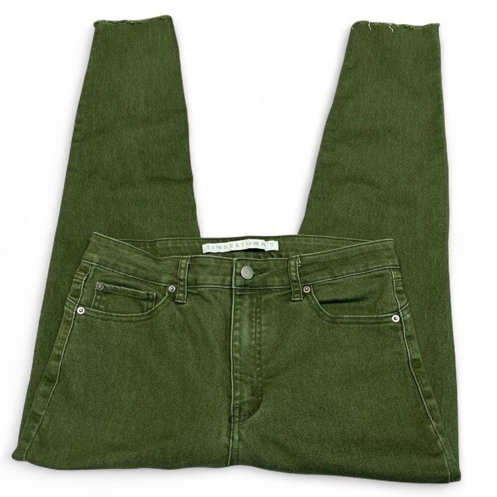 Tinseltown Juniors Crop Green Jeans | Size 11 | Streetwear Preppy Casual